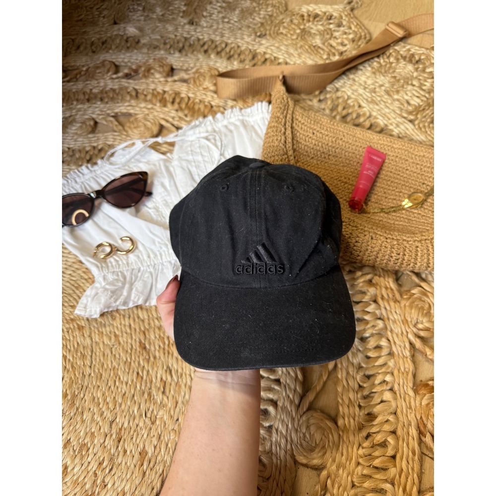 Adidas Black Baseball Cap Adjustableโ Tonal Logo Dad Hat Cotton Sport Hat